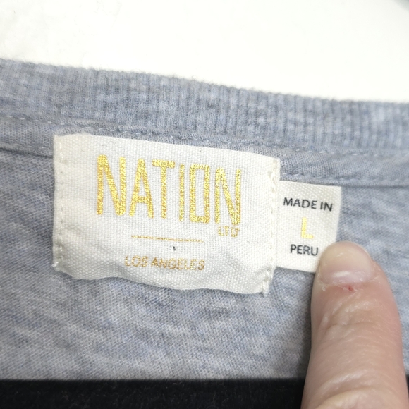 Nation LTD Emilia Drama Puff Sleeve Top Size Large Grey 100% Cotton Blouse - Picture 7 of 10